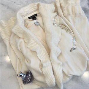 WHBM Long Cream Soft Cardigan Sweater